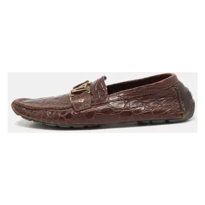 Louis Vuitton Brown Crocodile Leather Monte Carlo Loafers Size 42.5