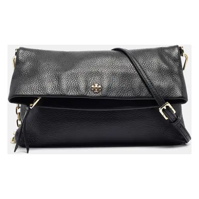 Tory Burch Black Leather Foldover Crossbody Bag