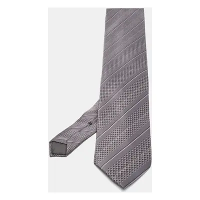 Lanvin Grey Printed Satin Silk Tie