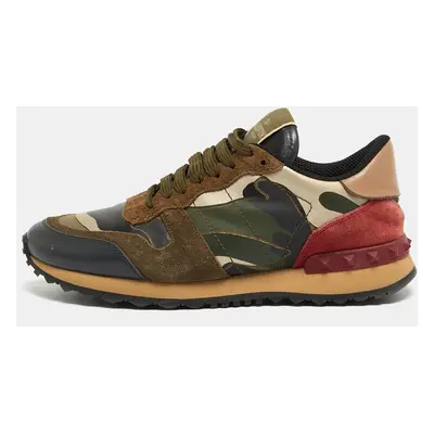 Valentino Multicolor Camouflage Print Canvas and Leather Rockrunner Sneakers Size