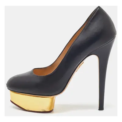 Charlotte Olympia Black Leather Dolly Platform Pumps Size