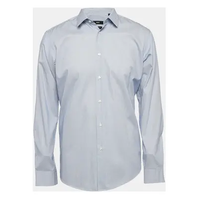 Boss By Hugo Boss Blue Striped Cotton Regular Fit Elliott Shirt