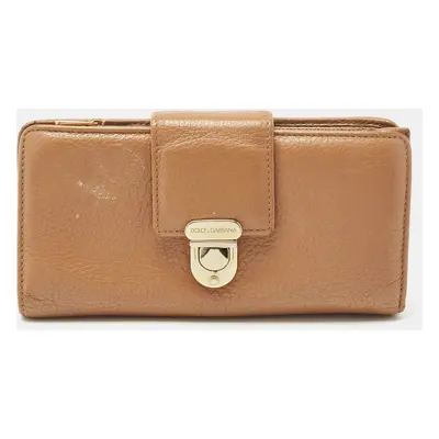 Dolce & Gabbana Beige Leather Padlock Wallet