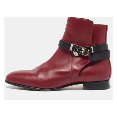 Hermes Burgundy/Black Leather Neo Ankle Length Boots Size