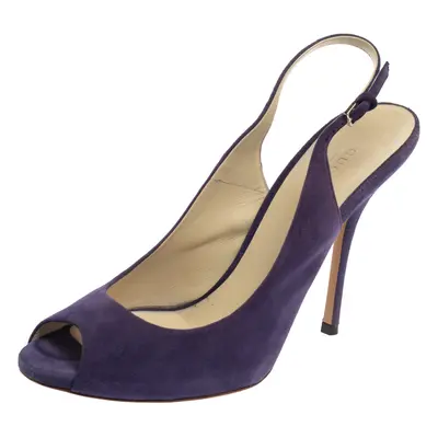 Gucci Purple Suede Peep Toe Slingback Sandals Size