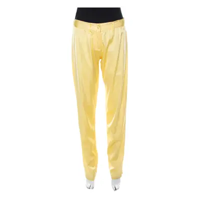 Blumarine Lemon Yellow Silk Relaxed Tapered Fit Trousers