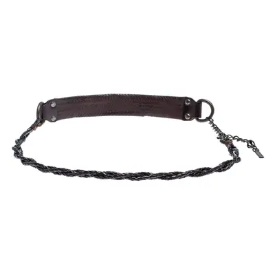 Dolce & Gabbana Dark Brown Braided Leather Chain Belt 80CM