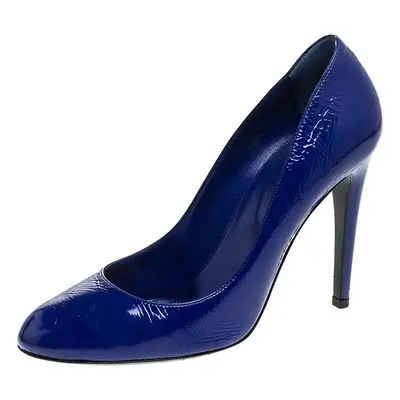 Sergio Rossi Electric Blue Patent Leather Round Toe Pumps Size