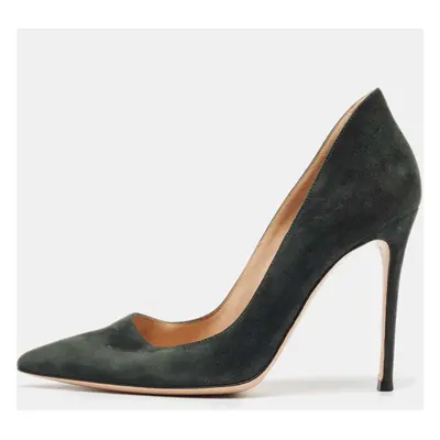 Gianvito Rossi Green Suede Gianvito Pointed Toe Pumps Size