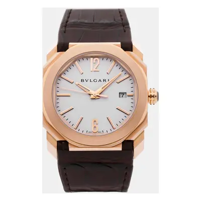 Bvlgari Silver 18k Rose Gold Octo Automatic Men's Wristwatch mm