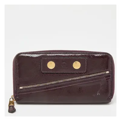 Alexander McQueen Purple Patent Leather Zip Around Wallet