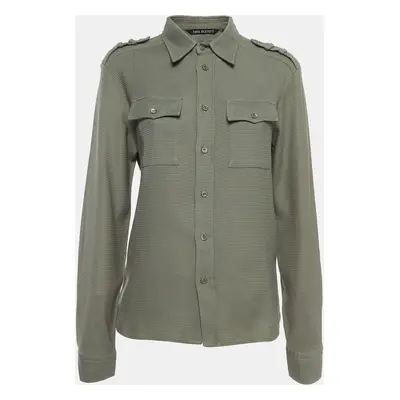 Neil Barrett Olive Green Cotton Military Shirt