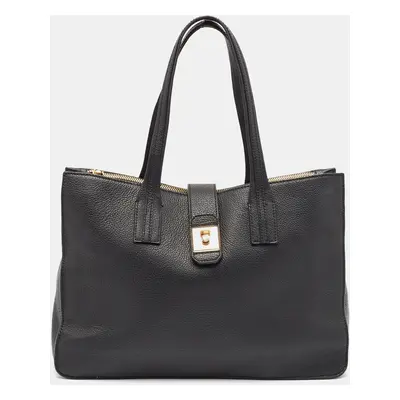 Furla Black Leather Flap Tote