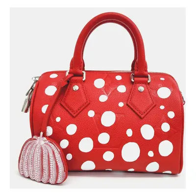 Louis Vuitton Red Leather Yayoi Kusama Speedy Satchel