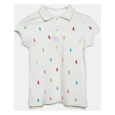 Ralph Lauren Kids White Logo Embroidered Cotton T-Shirt Yrs