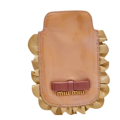 Miu Miu Beige Patent Leather Ruffle Phone Case