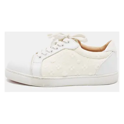 Christian Louboutin White Fabric And Leather Vieira Orlato Trainers Sneakers Size 36.5