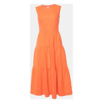 Roksanda Ilincic Orange Cotton Tweed Sleeveless Long Dress