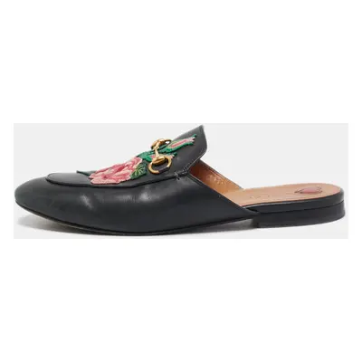 Gucci Black Leather Princetown Mules Size