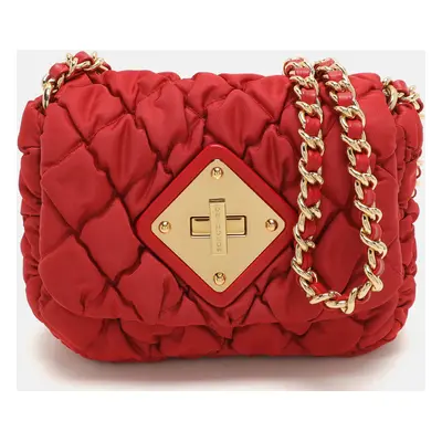 Moschino Red Quilted Nylon Crossbody Bag