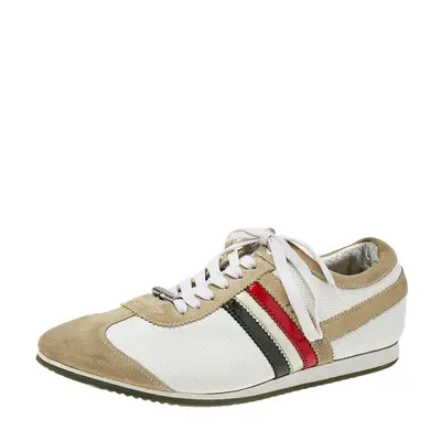 Dolce & Gabbana Beige/White Leather And Suede Low Top Sneakers Size