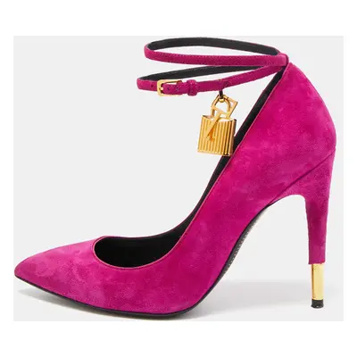 Tom Ford Purple Suede Pointed Toe Padlock Pumps Size 36.5