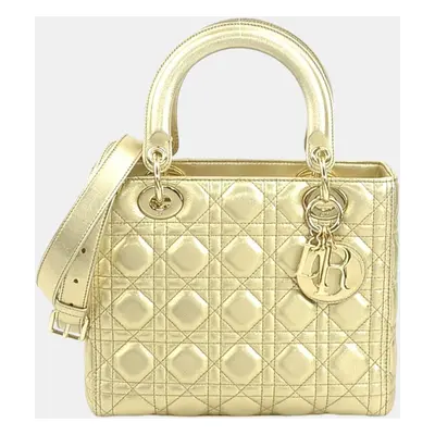 Christian Dior Gold Lambskin Lady Handbag