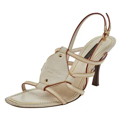 Louis Vuitton Cream Leather Ankle Strap Sandals Size 36.5