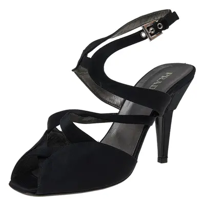 Prada Black Satin Slingback Sandals Size 37.5