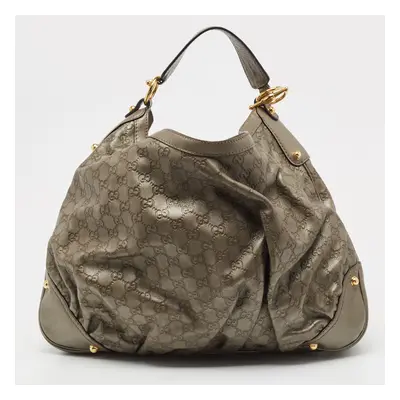 Gucci Grey Guccissima Leather Jockey Hobo