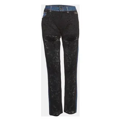 Dolce & Gabbana Black/Blue Lace and Denim Jeans Waist 31"