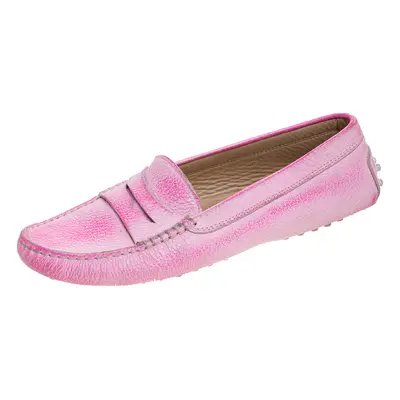 Tod's Pink Leather Penny Slip On Loafers Size 37.5