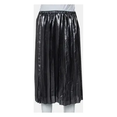 Isabel Marant Metallic Grey Lame' Pleated Knee Length Skirt