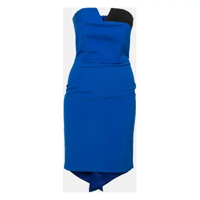 Mason Cobalt Blue Contrast Panel Detail Strapless Pencil Dress