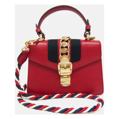 Gucci Red Leather Mini Sylvie Shoulder Bag