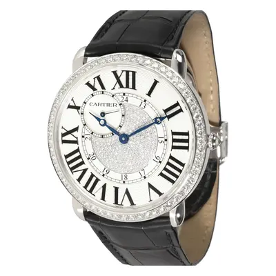 Cartier White Diamonds 18K White Gold Ronde Louis WR007004 Men's Wristwatch MM