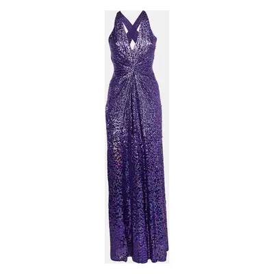 Jenny Packham Purple Sequin Halter Neck Gown