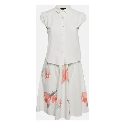 Emporio Armani White Textured and Floral Print Cotton Dress Yrs