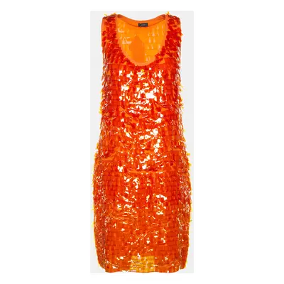 Joseph Orange Embellished Georgette Silk Sleeveless Shift Dress