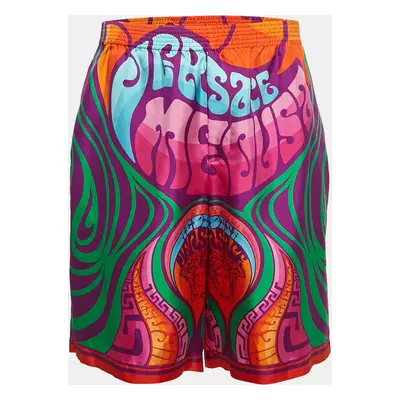 Versace Multicolor Printed Silk Medusa Music Shorts