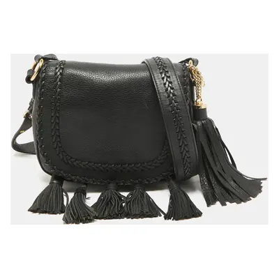 Michael Kors Black Leather Moroccan Saddle Crossbody Bag