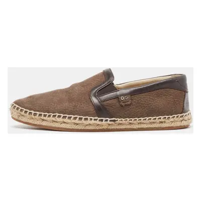 Dolce & Gabbana Brown Nubuck And Leather Espadrille Flats Size