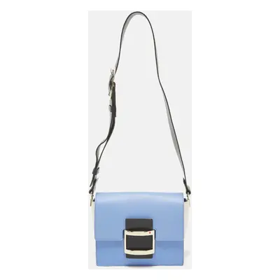 Roger Vivier Blue/White Leather Flap Shoulder Bag