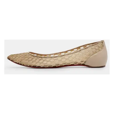 Christian Louboutin Beige Leather and Mesh Pigaresille Ballet Flats Size