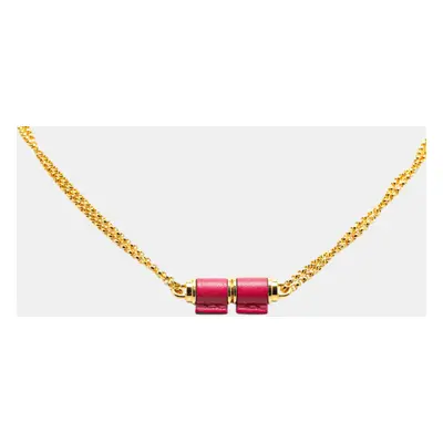 Hermes Charnieres Necklace Gold Pink Leather