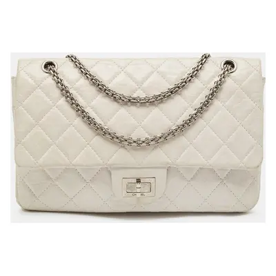 Chanel White Quilted Aged Leather Reissue 2.55 Classic Flap Bag