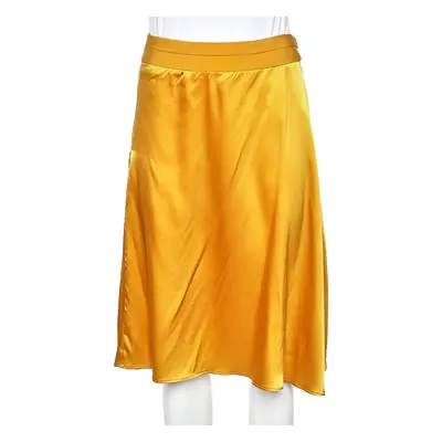 Etro Yellow Silk, Satin And Pleated Crepe Trim Skirt