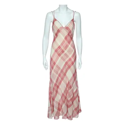 Polo Ralph Lauren Pink Checkered Cross Back Detail Maxi Dress