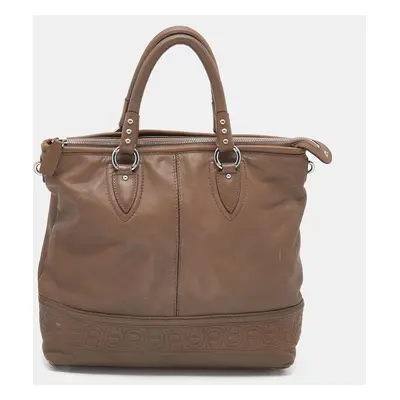 Aigner Dark Taupe Leather Zip Tote