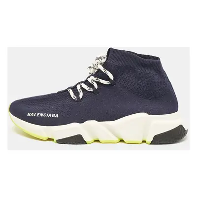 Balenciaga Blue Fabric Speed Trainer High Top Sneakers Size